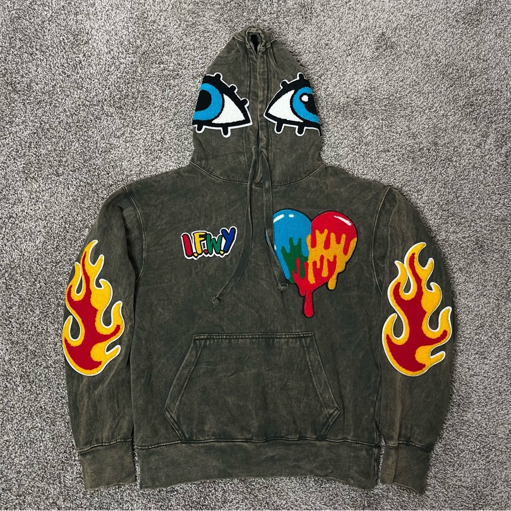 Virtual Apparel Men's/Unisex Acid Wash I.F.W.Y. Graphic Patch Hoodie Size M